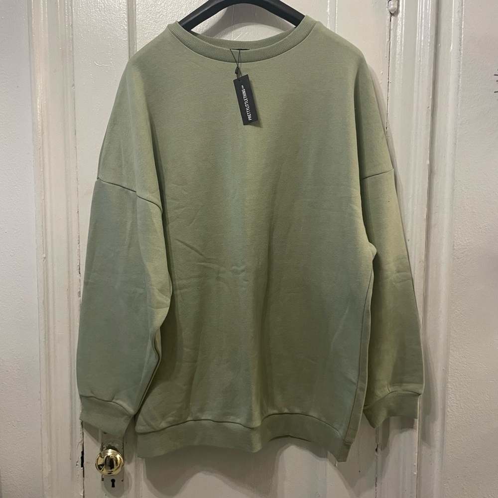 PrettyLittleThing Oversized Olive Crewneck Sweater